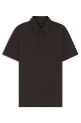BECKHAM x BOSS polo shirt in cotton and silk, Light Brown