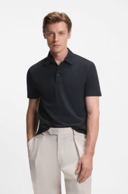 BECKHAM x BOSS polo shirt in cotton and silk, Dark Blue