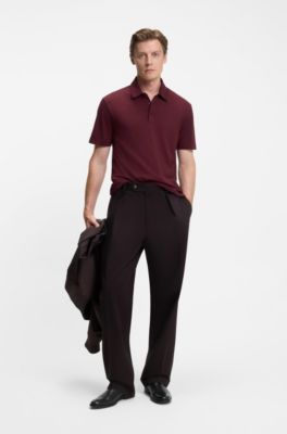 BECKHAM x BOSS polo shirt in cotton and silk, Dark Red
