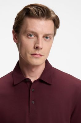 BECKHAM x BOSS polo shirt in cotton and silk, Dark Red
