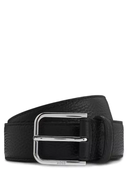 Pin-buckle belt in Italian leather