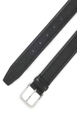 Pin-buckle belt in Italian leather, Black