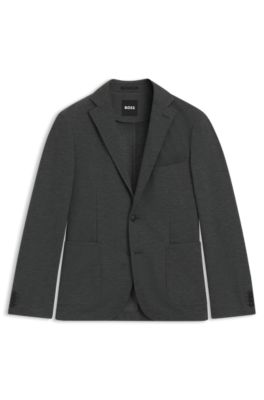 Blazer slim fit en tejido el&aacute;stico t&eacute;cnico, Plata