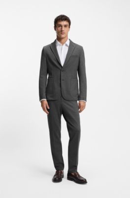 Blazer slim fit en tejido el&aacute;stico t&eacute;cnico, Plata