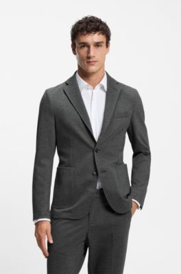 Blazer slim fit en tejido el&aacute;stico t&eacute;cnico, Plata