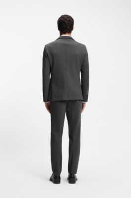 Blazer slim fit en tejido el&aacute;stico t&eacute;cnico, Plata