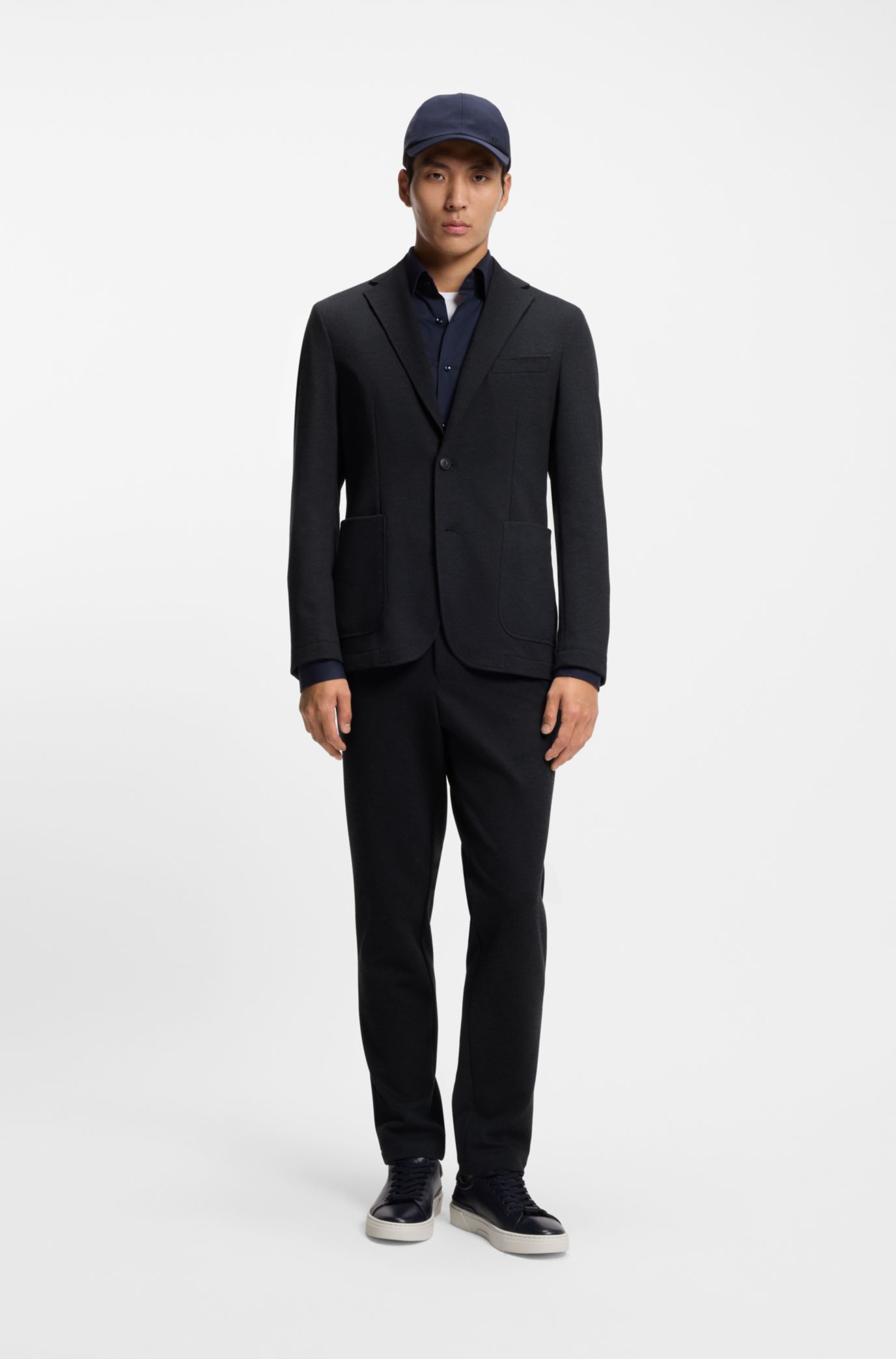 BOSS - Slim-fit jacket in performance-stretch fabric - Dark Blue
