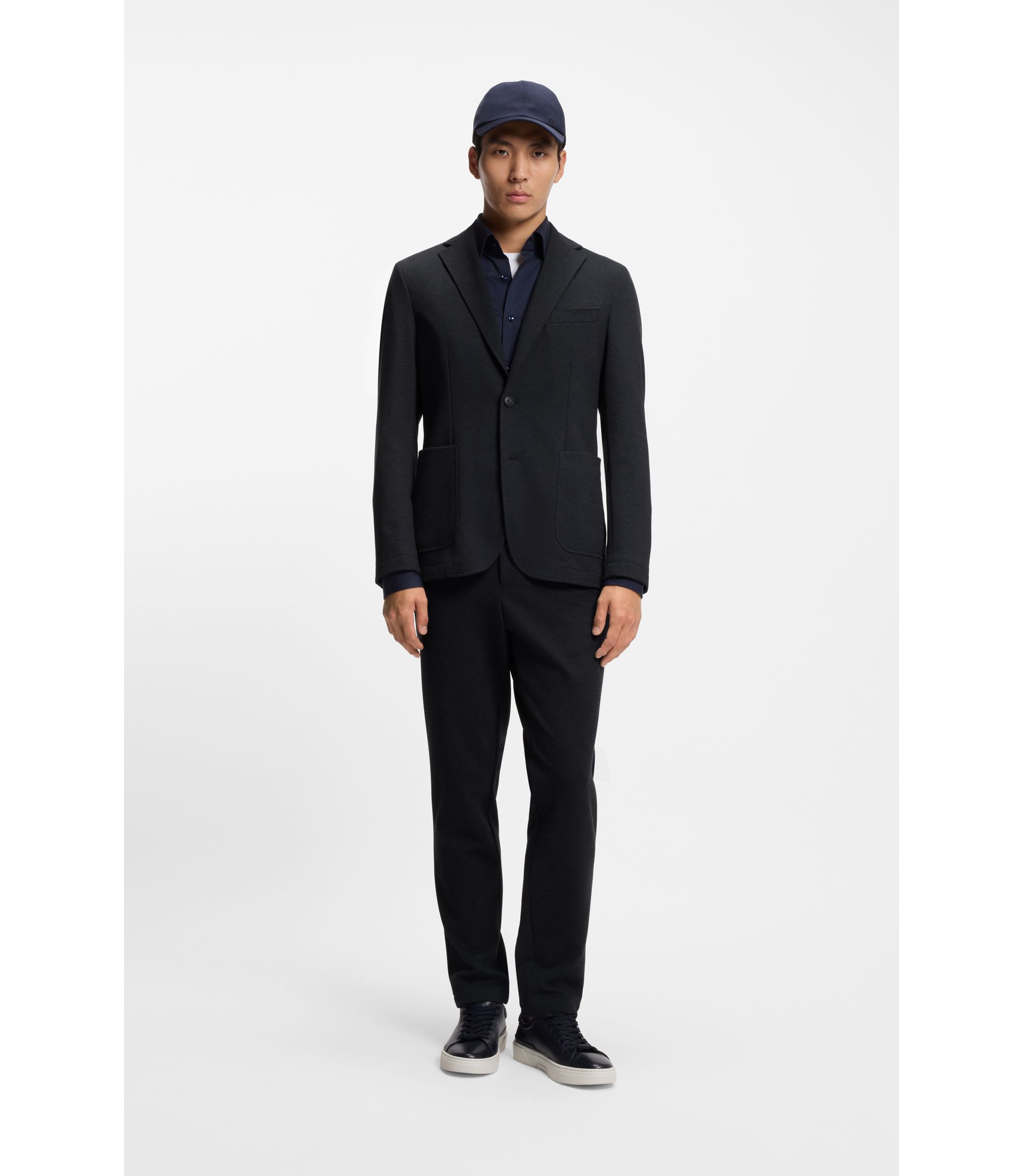 BOSS - Slim-fit jacket in performance-stretch fabric - Dark Blue