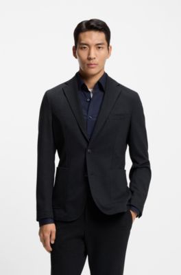 Slim-fit jacket in performance-stretch fabric, Dark Blue
