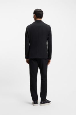 Slim-fit jacket in performance-stretch fabric, Dark Blue