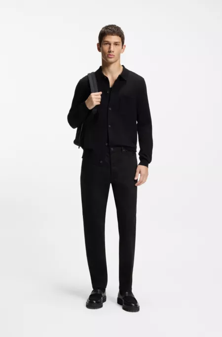 Stay-black tapered-fit jeans in stretch denim