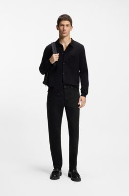 Stay-black tapered-fit jeans in stretch denim, Black