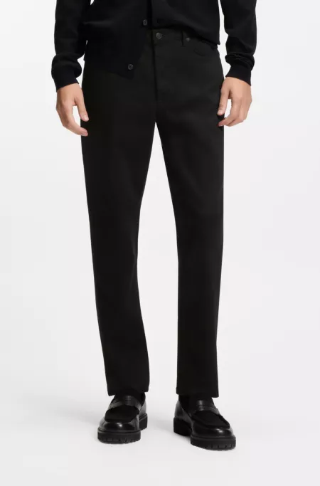 Stay-black tapered-fit jeans in stretch denim