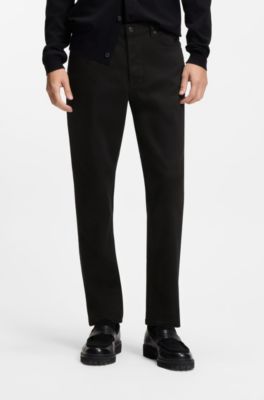 Stay-black tapered-fit jeans in stretch denim, Black