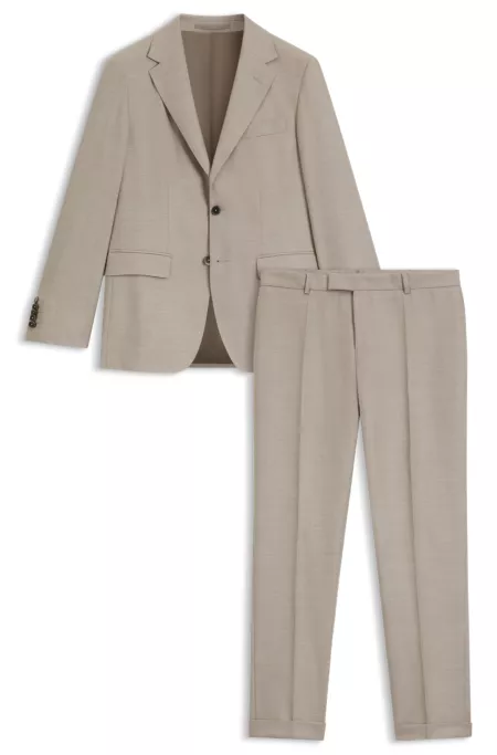 Two-piece regular-fit suit in herringbone virgin wool