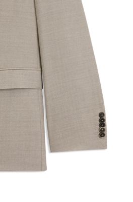 Two-piece regular-fit suit in herringbone virgin wool, Light Beige