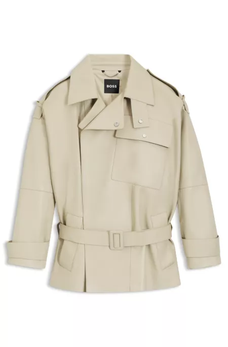 Short trench coat in leather