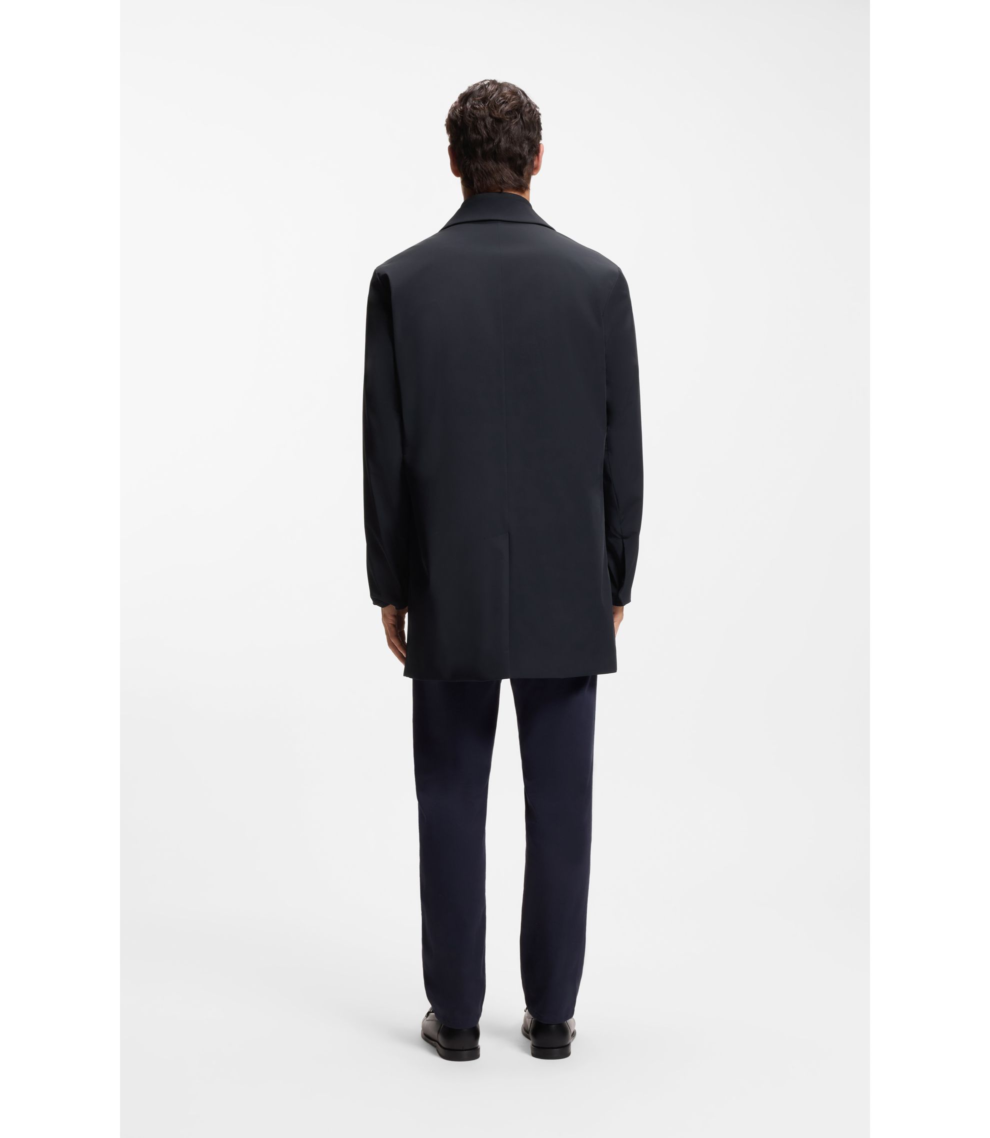 BOSS - Wrinkle-resistant coat with water-repellent finish - Dark Blue