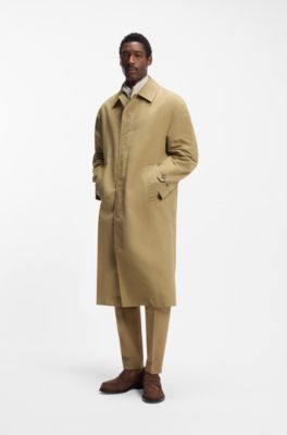 Water-repellent coat with concealed closure, Khaki