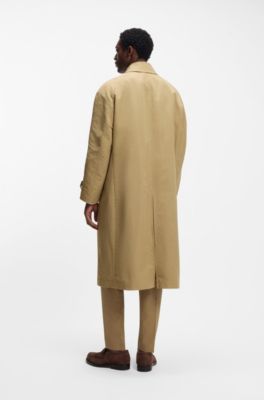 Water-repellent coat with concealed closure, Khaki