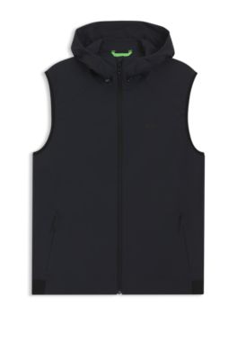 Water-repellent hooded gilet with micro-waffle structure, Dark Blue