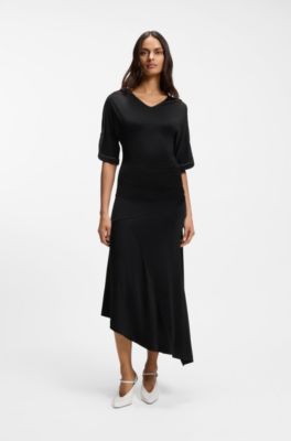 Jersey dress with slit sleeves, Black