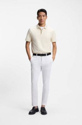 Monogram-placket polo shirt in a cotton blend, White