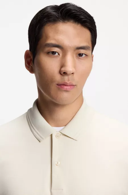 Monogram-placket polo shirt in a cotton blend