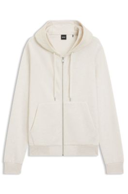 Zip-up hoodie with monogram hood, White