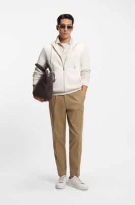 Zip-up hoodie with monogram hood, White