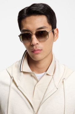 Zip-up hoodie with monogram hood, White