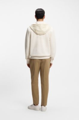 Zip-up hoodie with monogram hood, White