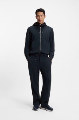 Sudadera con capucha y cremallera con monogramas en la capucha, Azul oscuro