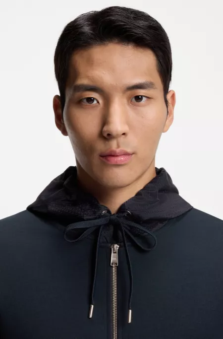 Zip-up hoodie with monogram hood