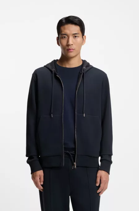 Zip-up hoodie with monogram hood