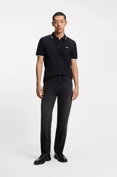 Grey regular-fit jeans in vintage-wash denim