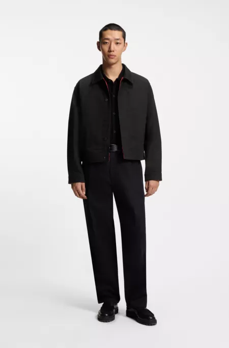 Black regular-fit jacket in Japanese denim