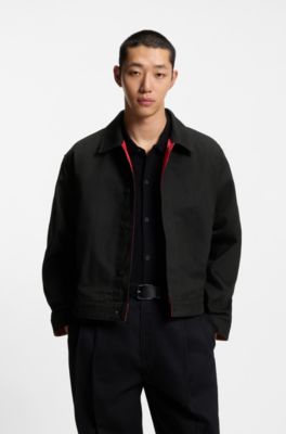 Black regular-fit jacket in Japanese denim, Black
