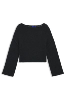 Jersey oversize fit con logo Happy HUGO, Negro