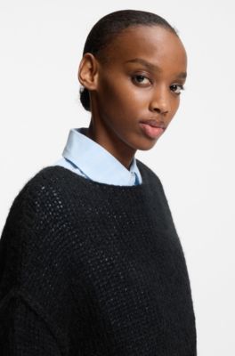 Pull Oversize avec logo Happy&nbsp;HUGO, Noir