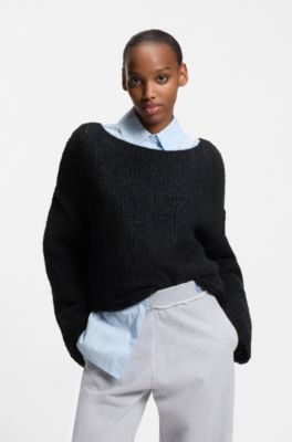 Jersey oversize fit con logo Happy HUGO, Negro