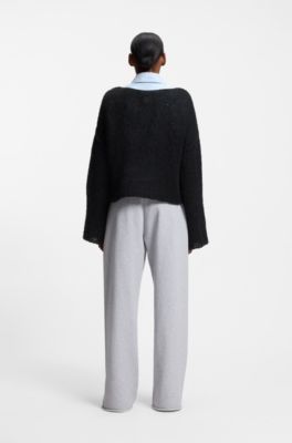 Jersey oversize fit con logo Happy HUGO, Negro