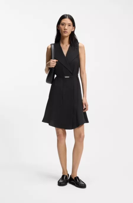 Crepe wrap dress with belt