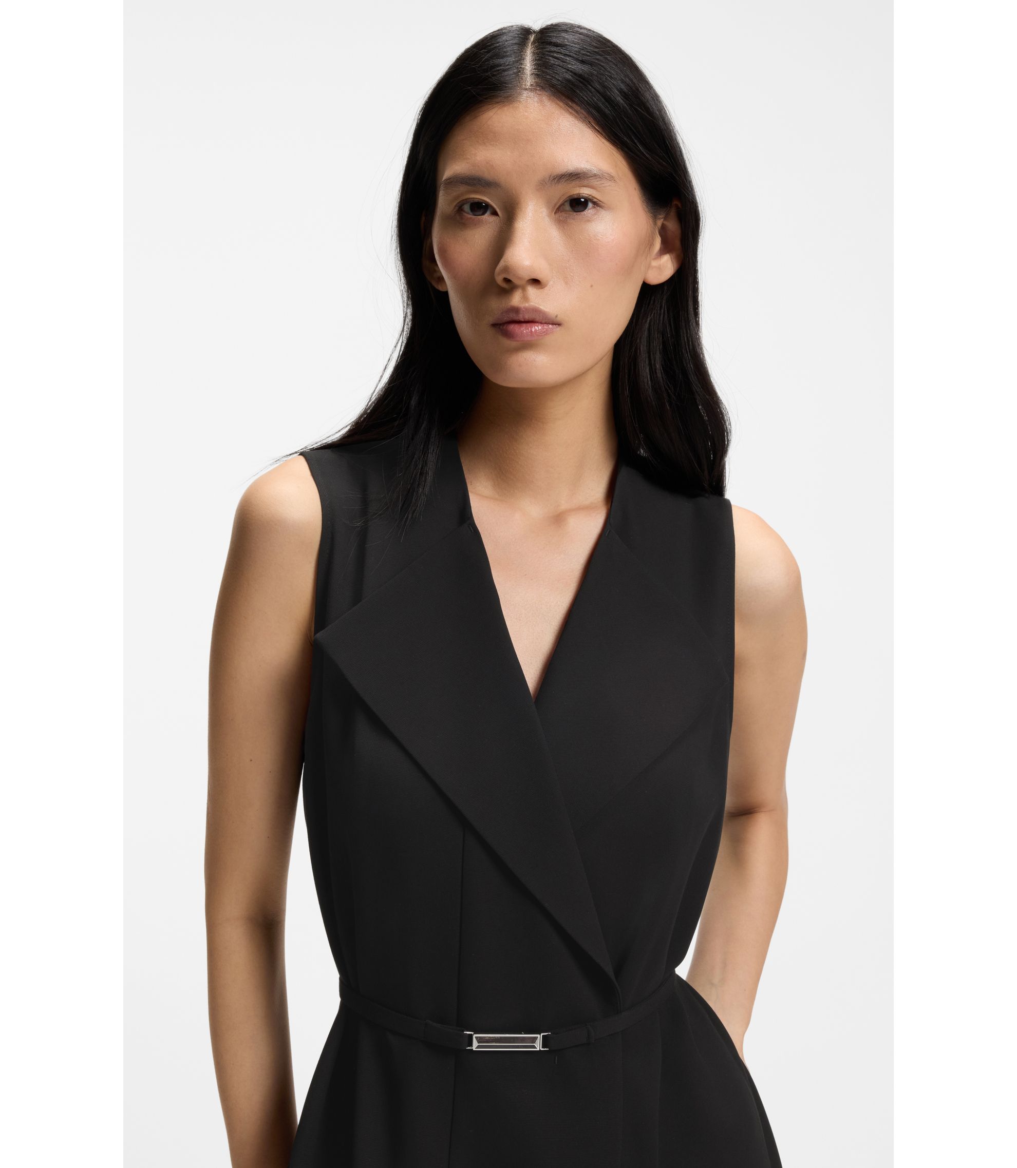 BOSS Crepe wrap dress with belt, Women, Size: 10, Black