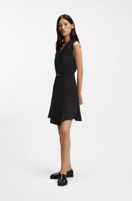 Crepe wrap dress with belt