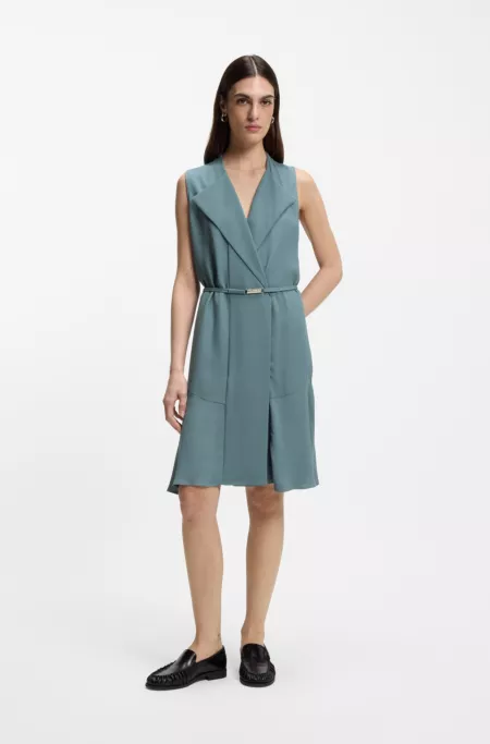 Crepe wrap dress with belt