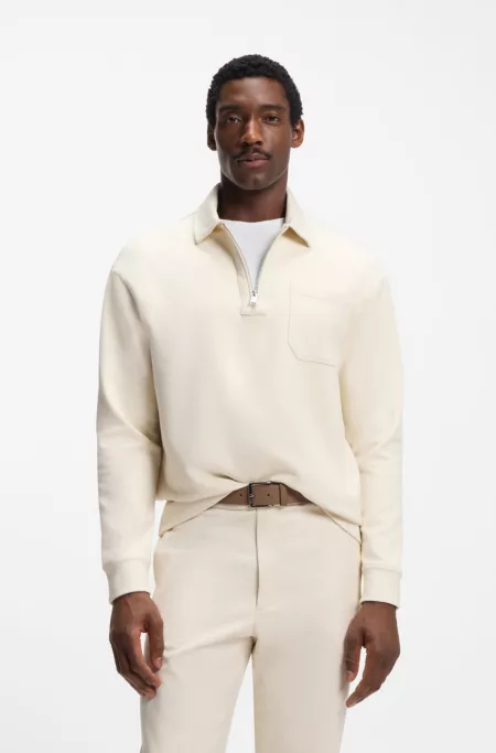 Zip-neck sweatshirt in a cotton blend
