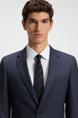 Traje slim fit en lana el&aacute;stica con motivo, Celeste