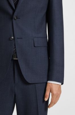 Two-piece slim-fit suit patterned stretch wool