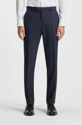 Traje slim fit en lana el&aacute;stica con motivo, Celeste